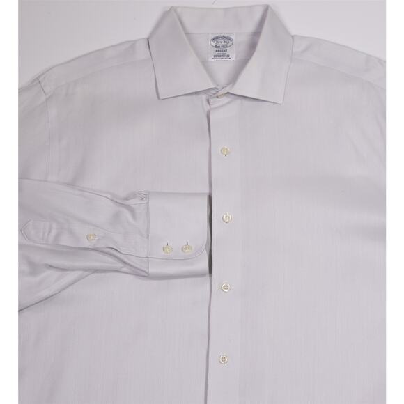 Brooks Brothers Regent Non-Iron Silver Gray Herringbone Dress Shirt 16.5-36 - Picture 1 of 7